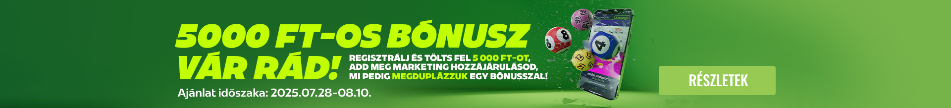 Júliusi Regisztrációs bónusz